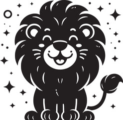 Baby Lion Silhouette isolated on white background Minimalist lion vector shape icon