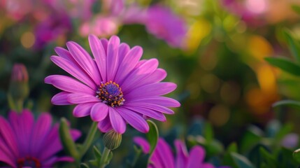 Obraz premium Beautiful flowers growing in green fields in beautiful spring