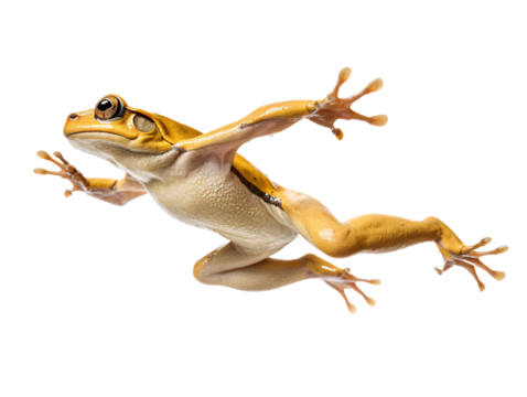 a frog jumping in the air