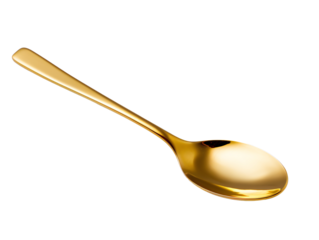 a gold spoon on a white background
