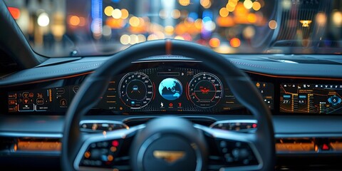 car driving in the night,Use of selfdriving cars with voice assistant Autonomous driving vehicle