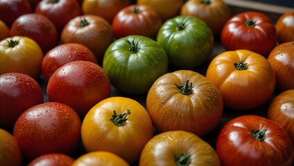 A poem celebrating the vibrant colors and flavors of heirloom tomatoes found in a bustling farmer's market ai_generated