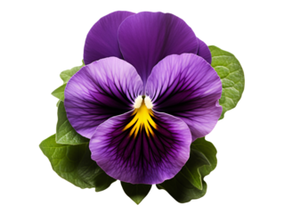a purple flower with green leaves