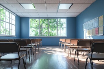 Fototapeta premium Empty School Classroom Interior created with Generative AI