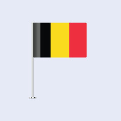 Isolated Belgium Table Flag on Pole, Belgian Flag Vector Design for Print and Web