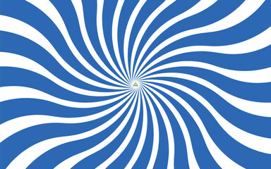 Vibrant Spiraling Retro Sunburst Nicaraguan Flag Abstract Background in blue and white with a central golden emblem.