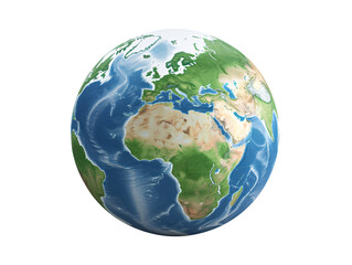 a planet earth with continents and water