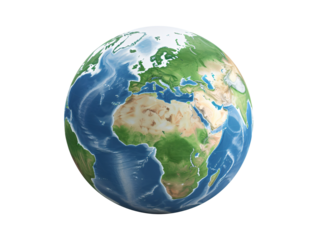 a planet earth with continents and water