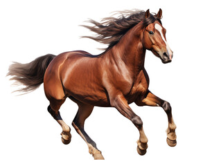 a horse running with a white stripe