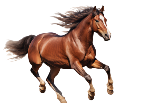 a horse running with a white stripe