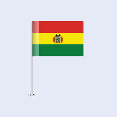 Isolated Bolivia Table Flag on Pole, Bolivian Flag Vector Design for Print and Web