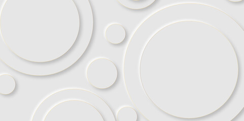 Abstract white circle shape geometric line background. abstract seamless modern white and gray color technology concept geometric circle vector background neomorphism style poster, banner design