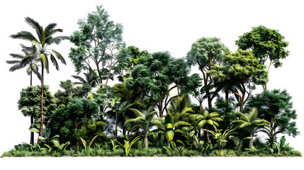 trees collection on white background,generative ai