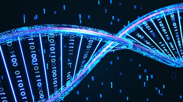 DNA 3D animation, Science and medicine concepts, Binary DNA molecule, Technology Background
