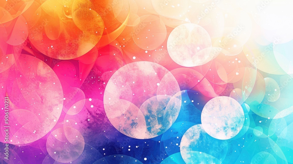 Poster multicolored retro design with blurred circle gradient on white background
