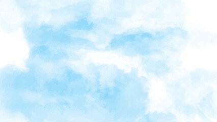 Blue soft abstract  aquarelle pattern watercolor background texture vector. Light sky blue brush painted watercolor background.