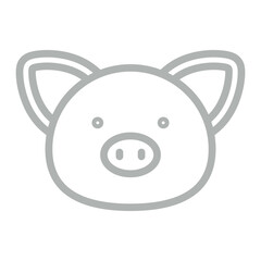 Pig Vector Line Grey Icon Design