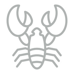 Crayfish Vector Line Grey Icon Design