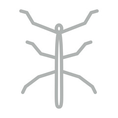 Stick Insect Vector Line Grey Icon Design