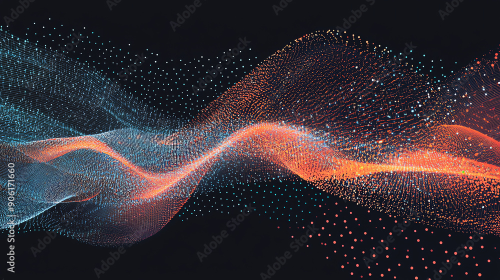 Aufkleber abstract visualization of colorful waves representing sound frequencies in a digital space
