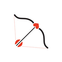 Cupid bow, arrow, heart Icon, simple design line icon.