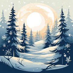 Fototapeta premium the AI Image Generator, Winter background snow covered trees on a sunny day