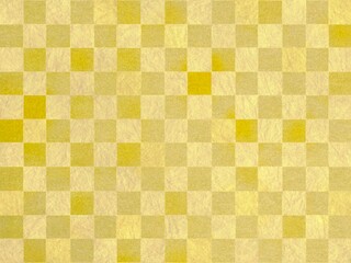 市松模様の金の和紙背景テクスチャ