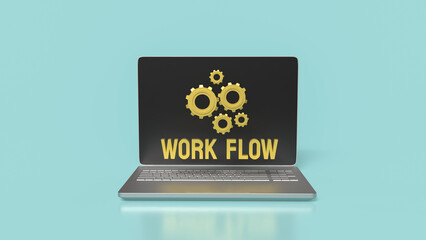 The Gear and work flow text for Business concept 3d rendering.