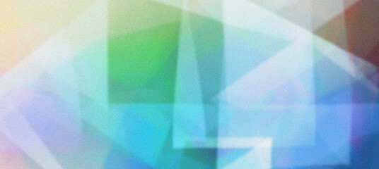 Obraz premium Grainy textured abstract geometric background with blue and green triangles