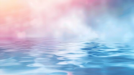 Abstract Water Ripples with Blurred Pink and Blue Sky Reflection - Calm, Serenity, Nature Background.