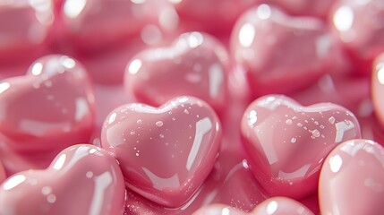 Heart-shaped chocolate candies chocolate on a pink background. Valentine's Day.