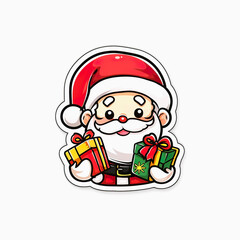 Obraz premium Cartoon Santa Claus holding presents
