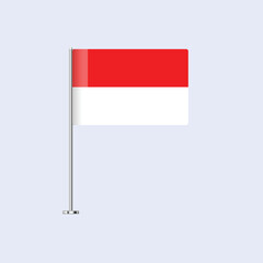 Isolated Indonesia Table Flag on Pole, Indonesian Flag Vector Design for Print and Web