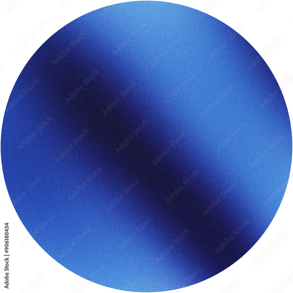 Poster blue circle with a gradient and grainy texture on a transparent checkered background