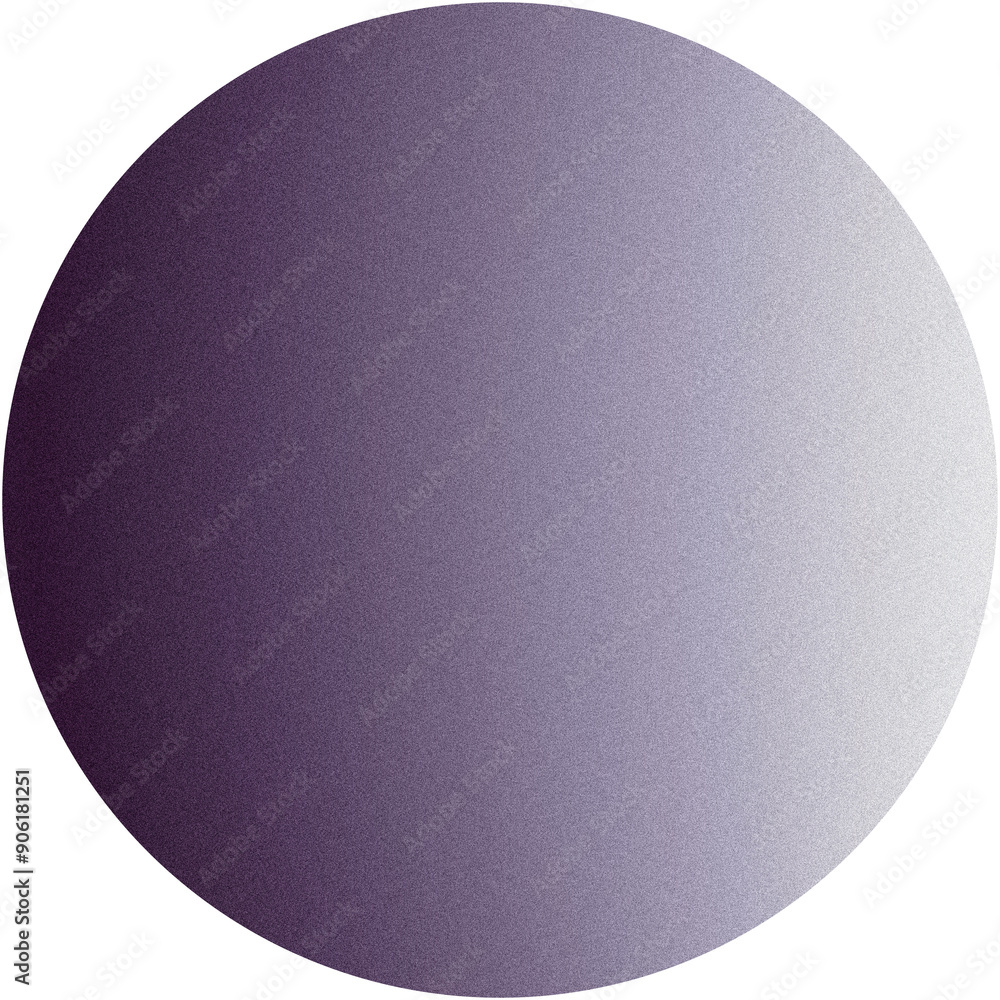 Poster circular shape with a gradient from dark purple to light grey and a grainy texture on a transparent 