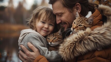 Blissful Family Bonding: Parents and Child Cherishing Peaceful Moments in Bright Living Room