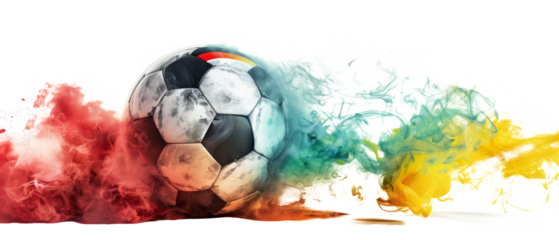 A soccer ball with German flag smoke