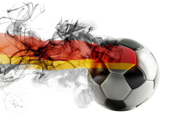 A soccer ball with German flag smoke