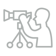 Camera Operator Vector Line Grey Icon Design