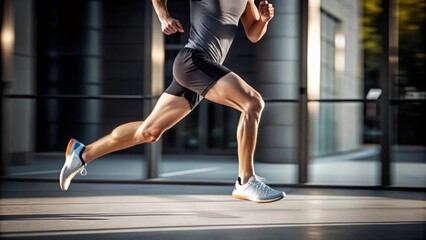 Fototapeta premium Sprinter's Legs in Full Stride on Trail Path 