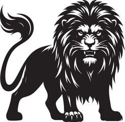 Angry Lion roar Silhouette isolated on white background Minimalist lion vector shape icon