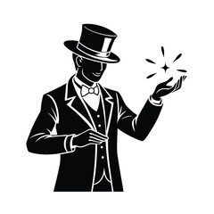 man magician with hat magic silhouette © FIROJ