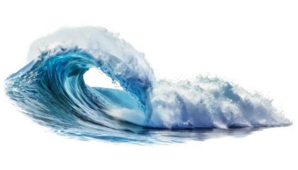 An ocean wave, perfect for surfers, isolated on transparent