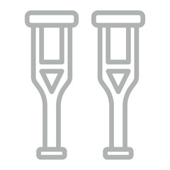 Crutches Vector Line Grey Icon Design