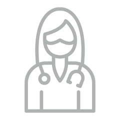 Female Surgeon Vector Line Grey Icon Design