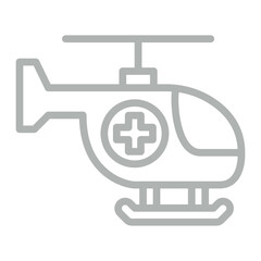 Helicopter Vector Line Grey Icon Design
