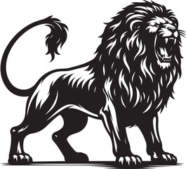Angry Lion roar Silhouette isolated on white background Minimalist lion vector shape icon