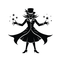 girl magician silhouette

