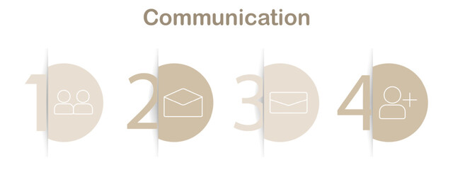 Communication icons set. User group, envelope, email, add contact