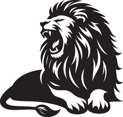 Angry Lion roar Silhouette isolated on white background Minimalist lion vector shape icon